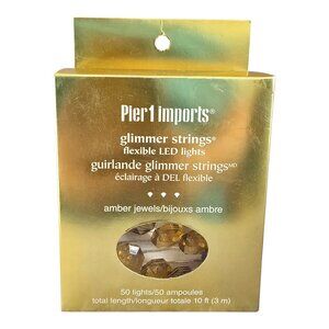 NEW Pier 1 Imports Glimmer Strings Flexible LED Light AMBER Jewels 10' 50 Lights